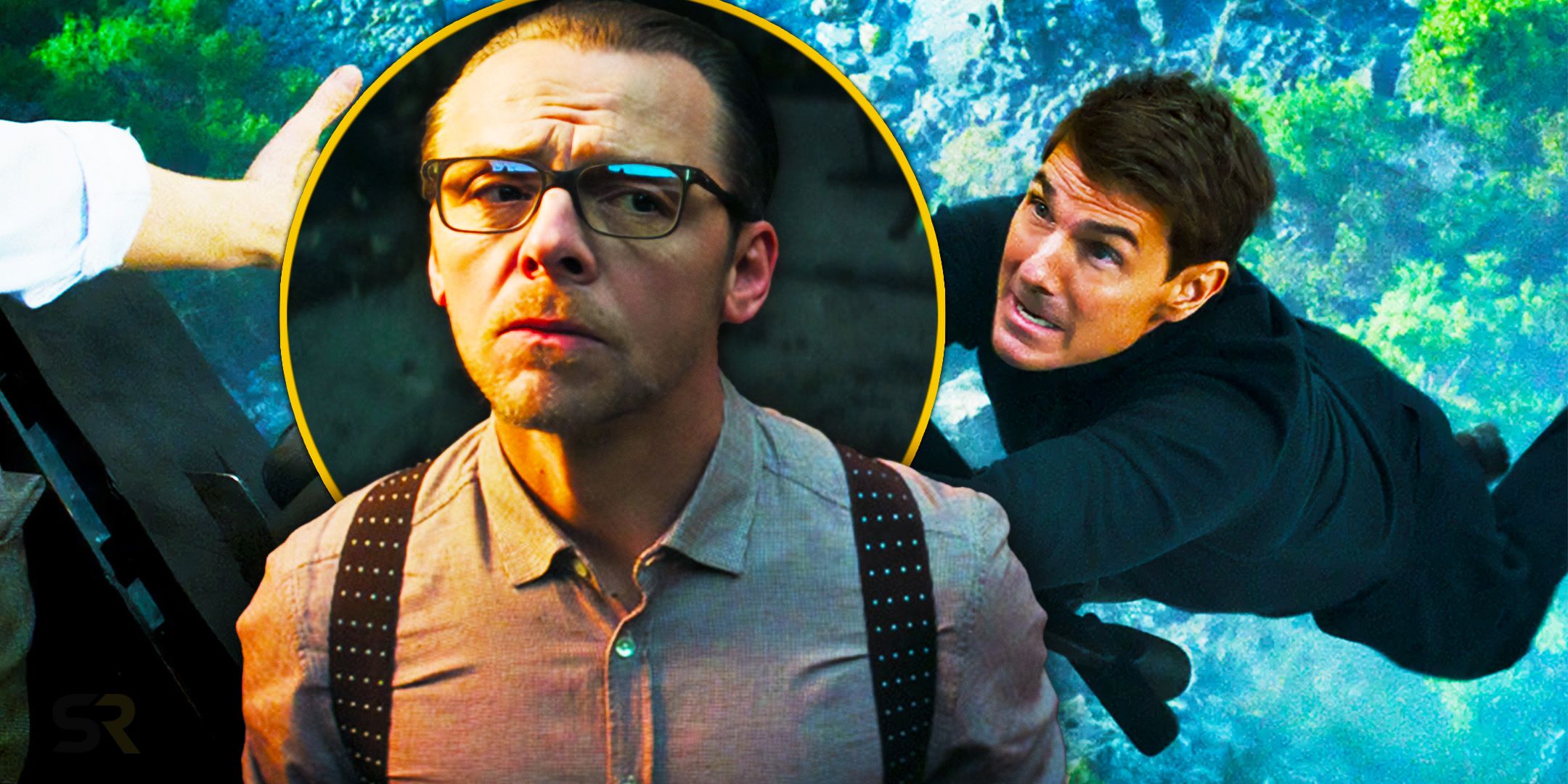Simon Pegg and Tom Cruise in Mission Impossible
