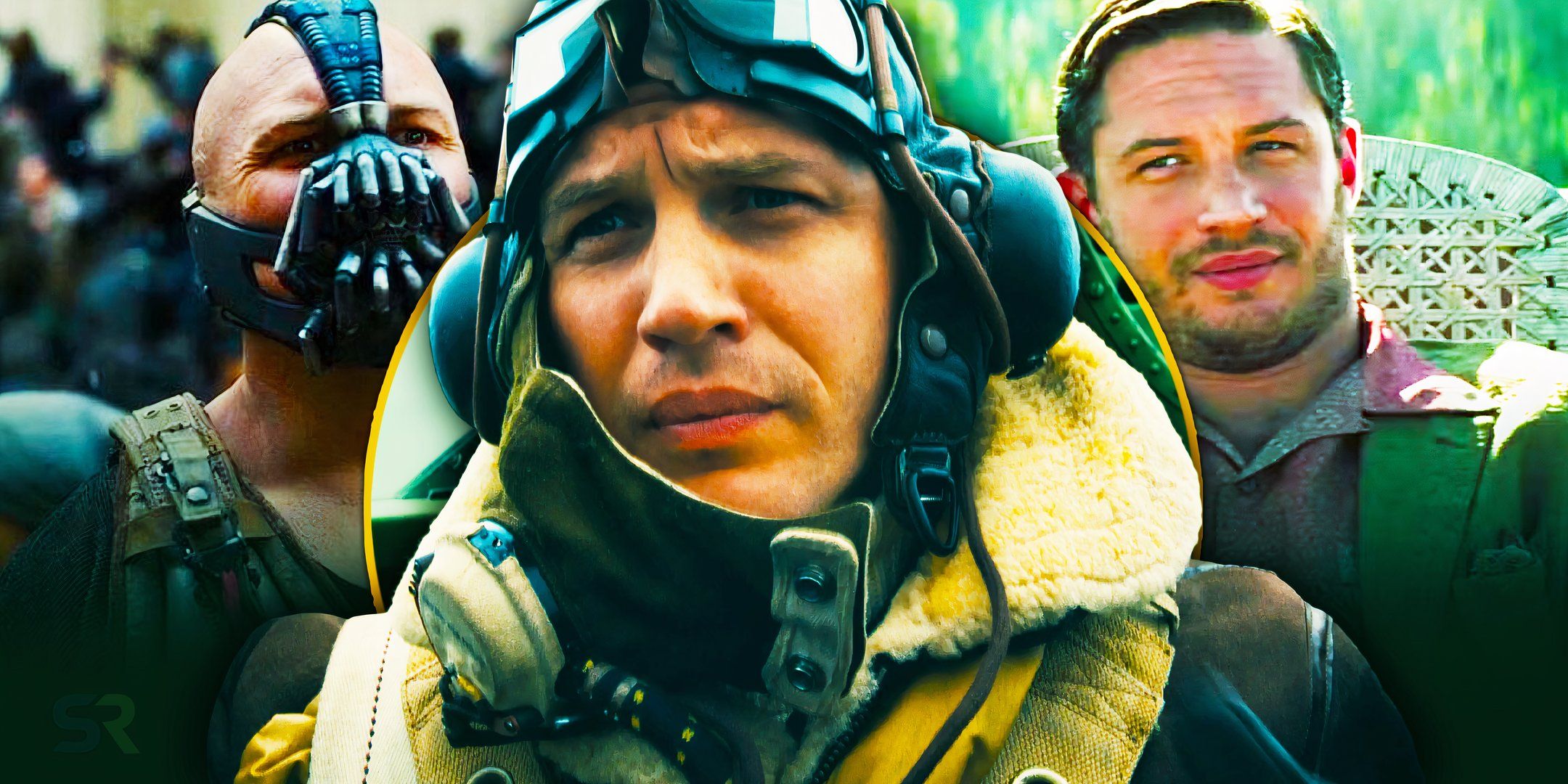 Tom Hardy in Dunkirk, The Dark Knight Rises, and Inception