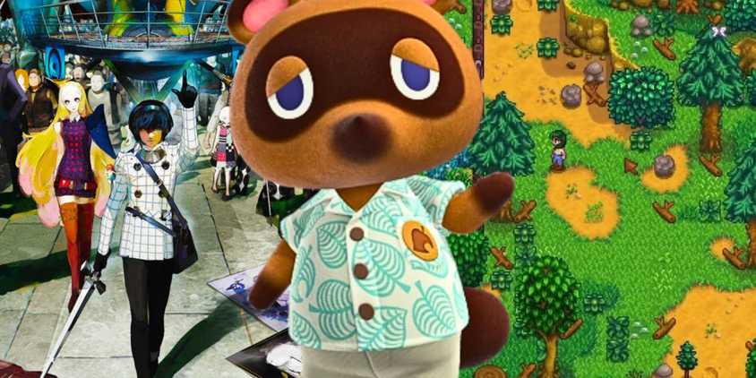 Tom Nook in front of images from Metaphor and Stardew Valley