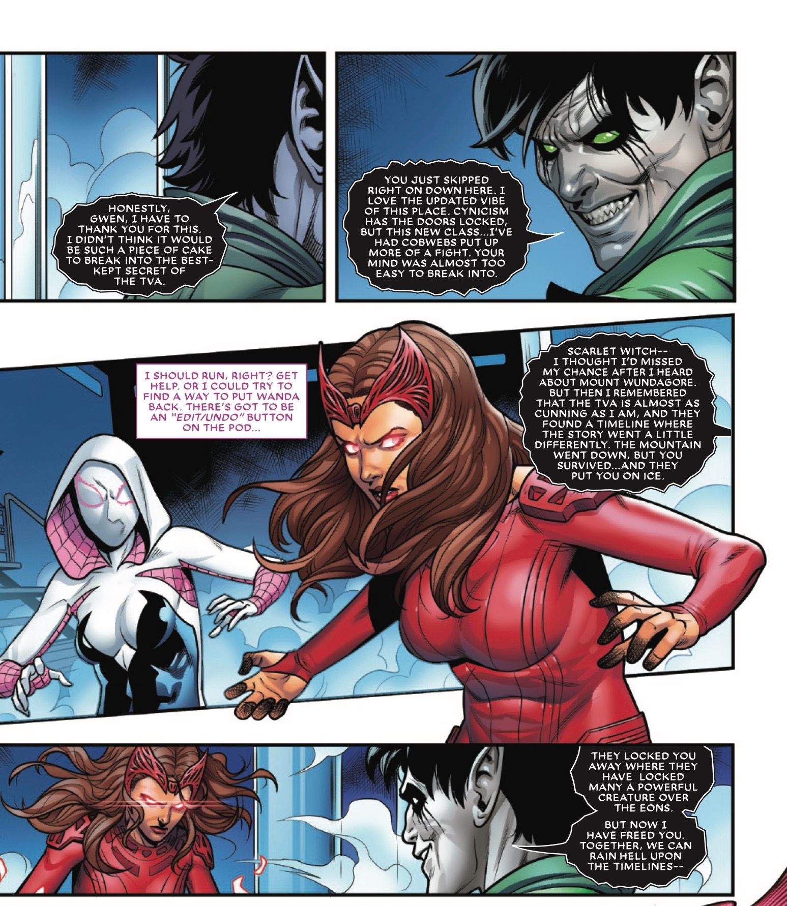 TVA #5 Scarlet Witch, Ghost Spider, and Nightmare