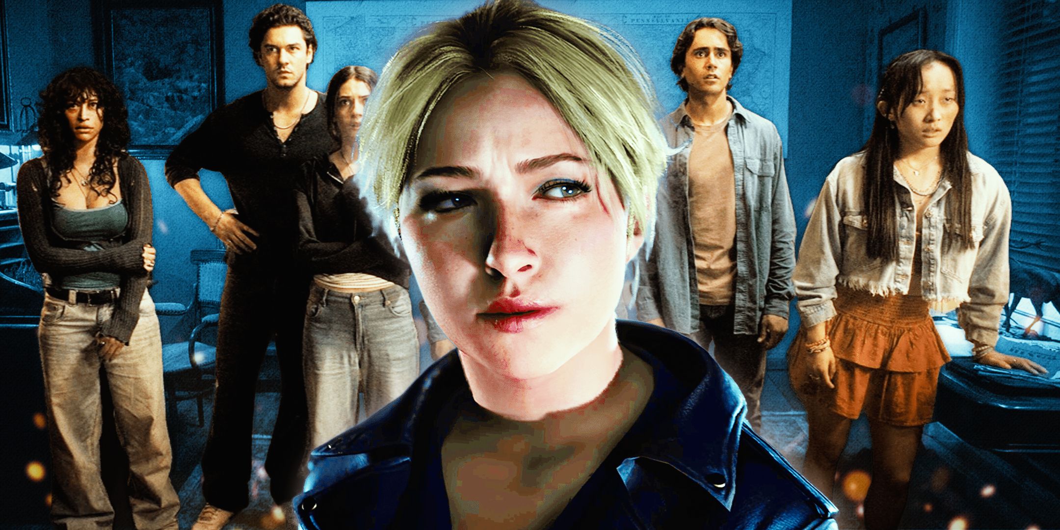 Until Dawn Movie Characters Next to Video Game Character