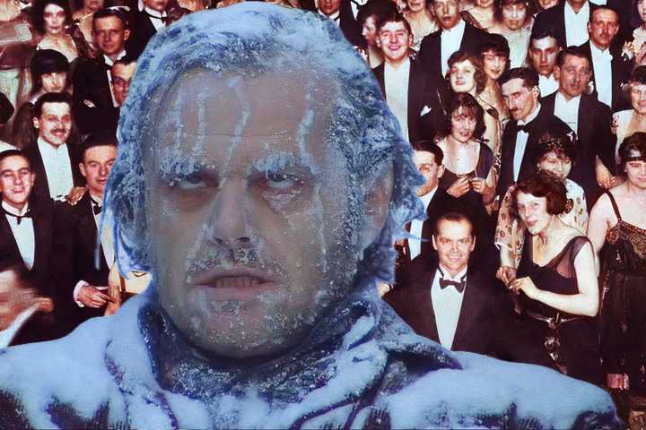 Jack in The Shining in front of the photo