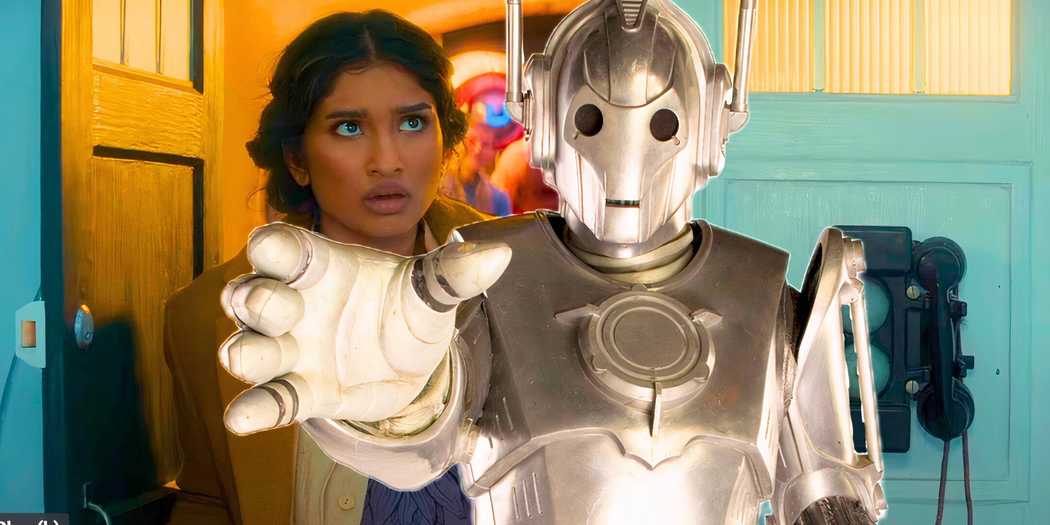 Custom Doctor Who image of Varada Sethu as Belinda Chandra and a Cyberman