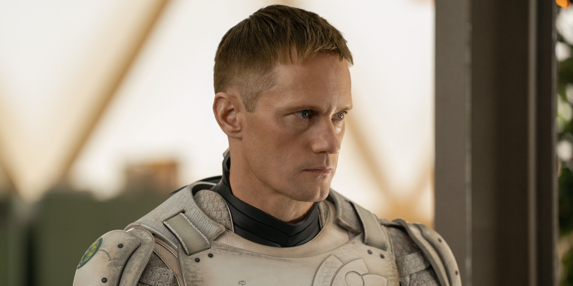 Alexander Skarsgard wearing a spacesuit in Murderbot TV series