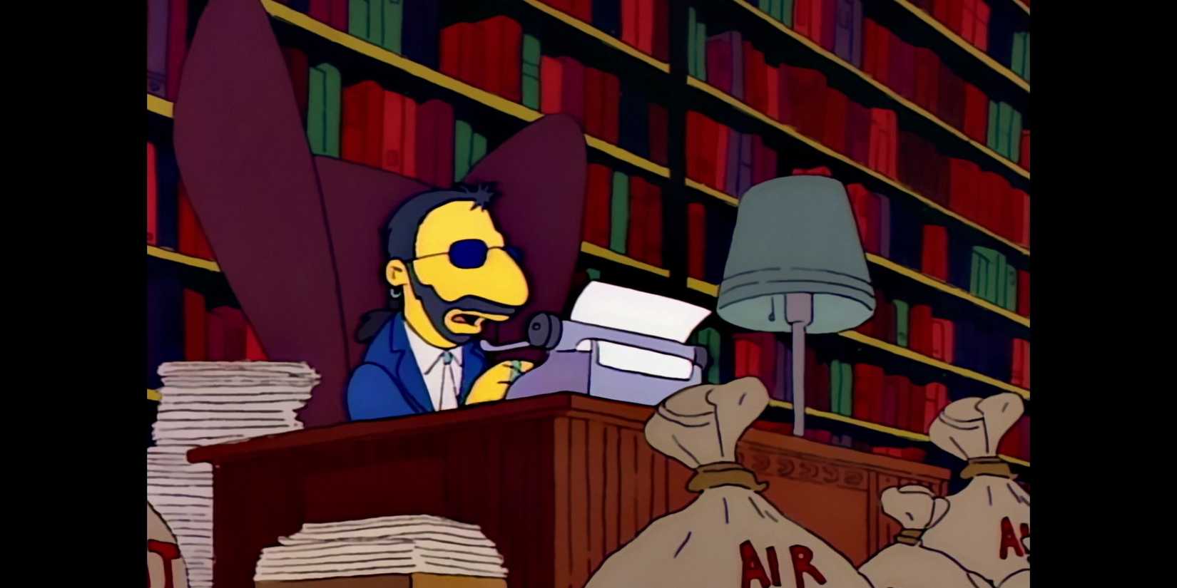Ringo Starr typing on a typewriter in The Simpsons