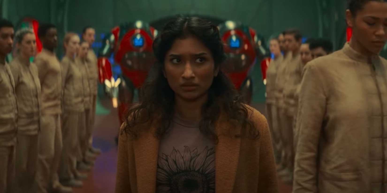 Belinda in the throne room in Doctor Who's "The Robot Revolution"