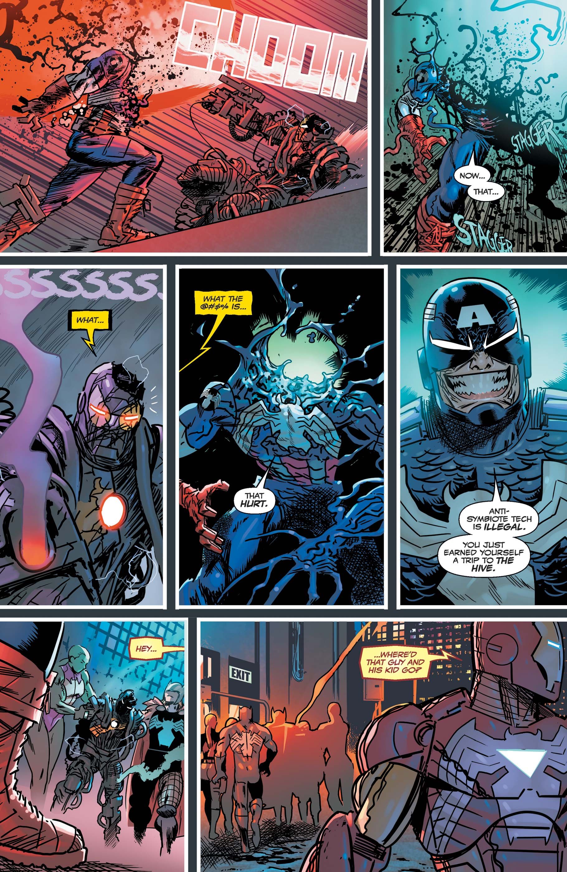 Venomized Captain America survives his body being blown apart in Venom (2018) #27