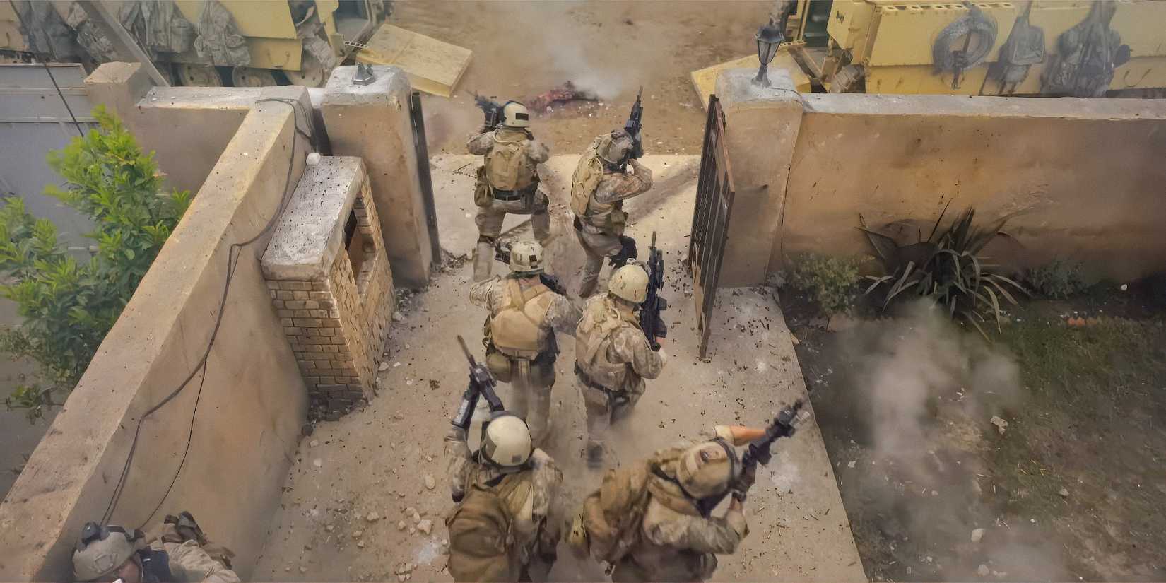 Warfare characters are aiming and scouting for any enemies