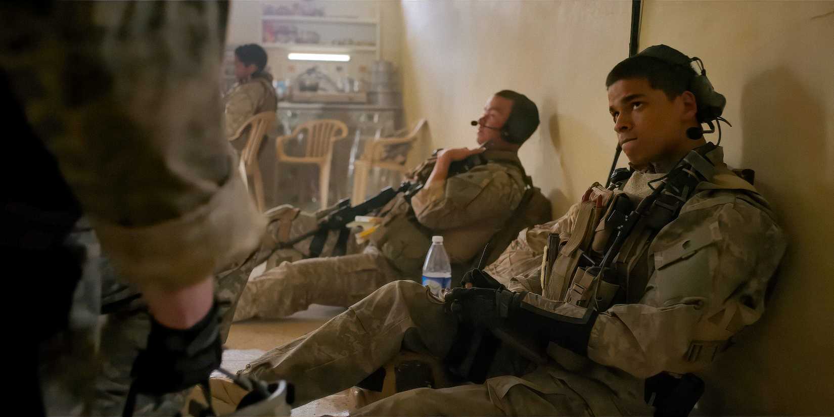 Warfare characters are sitting down while sending messages