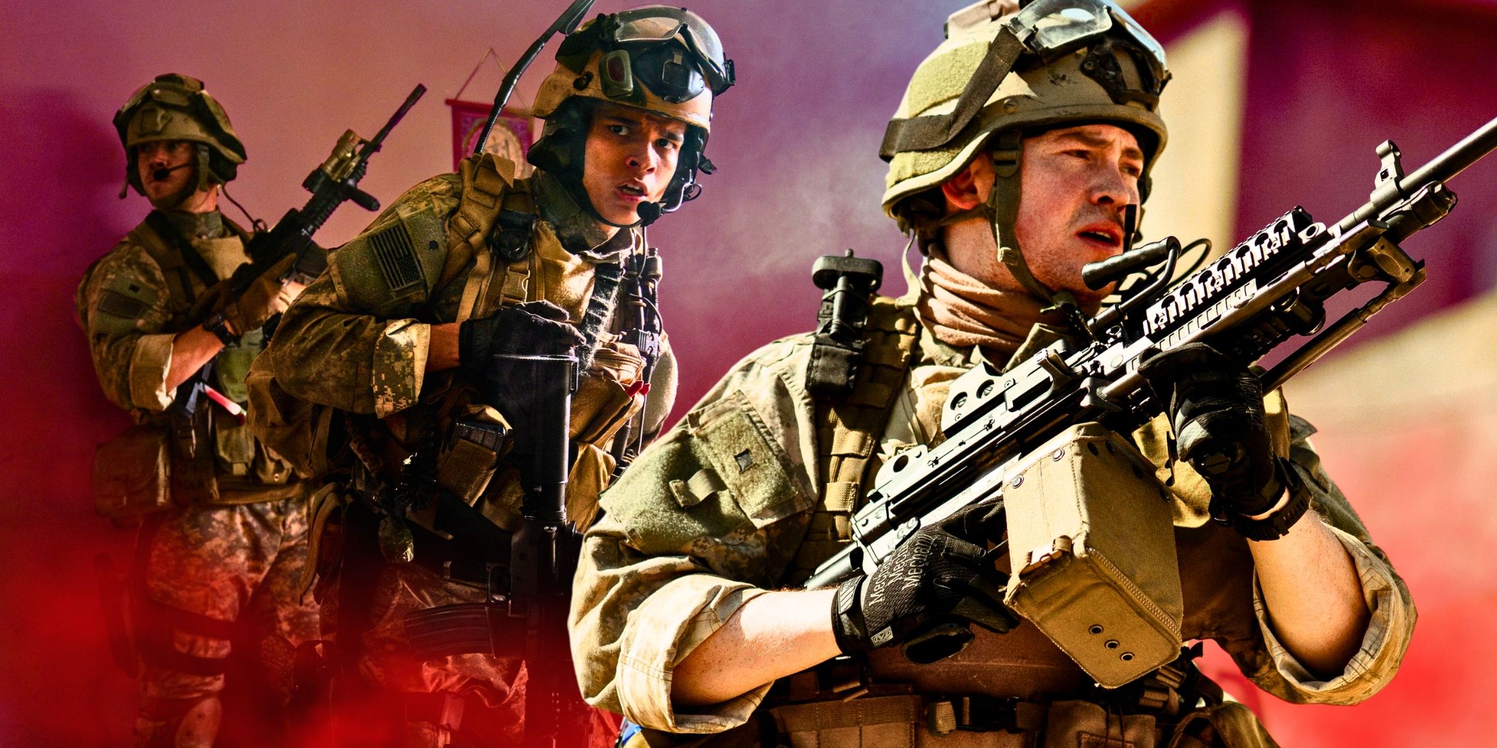 blended image of soldiers from Warfare a24 movie