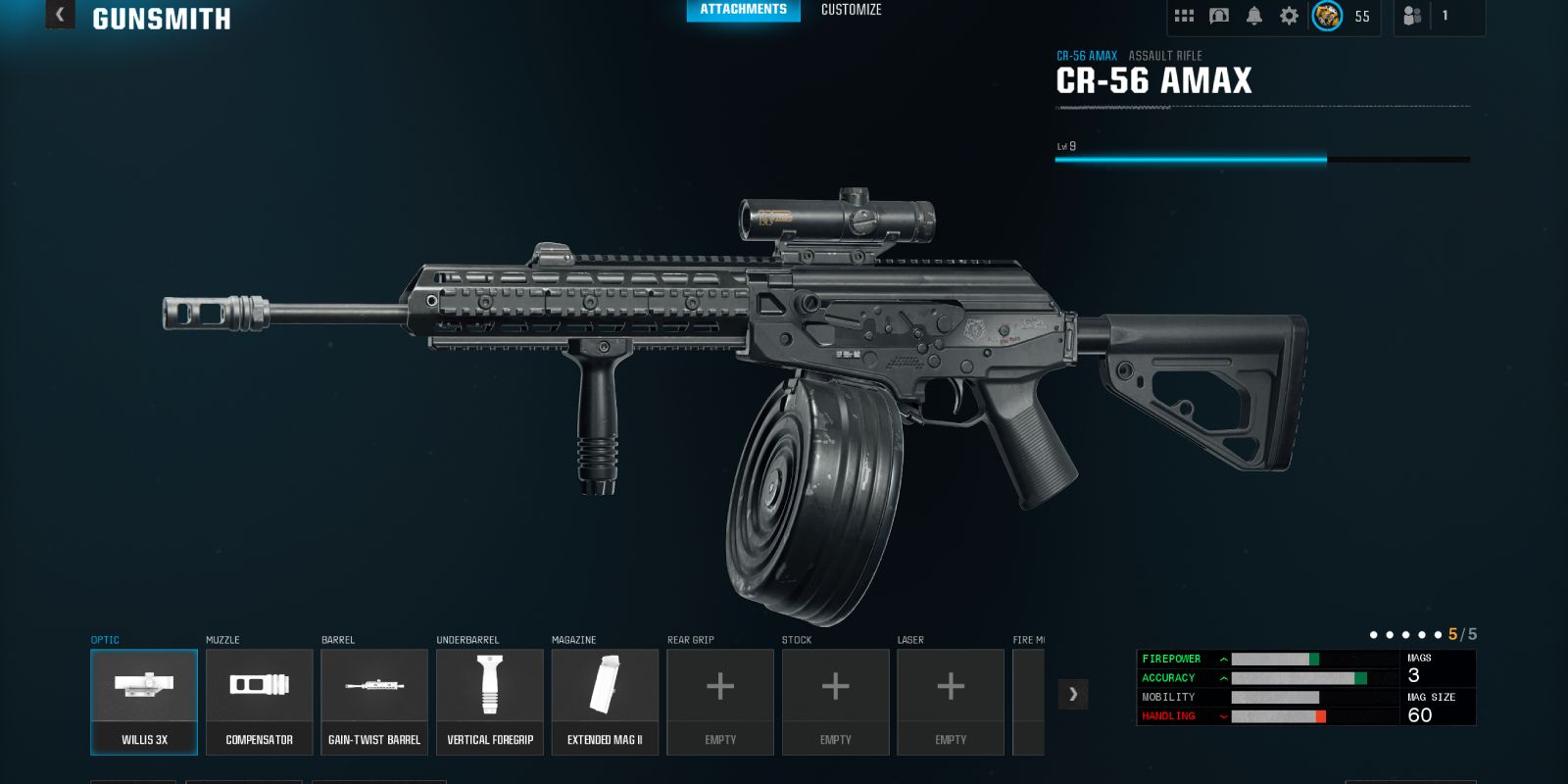 The CR-56 AMAX Assault Rifle with attachments in Call of Duty: Warzone