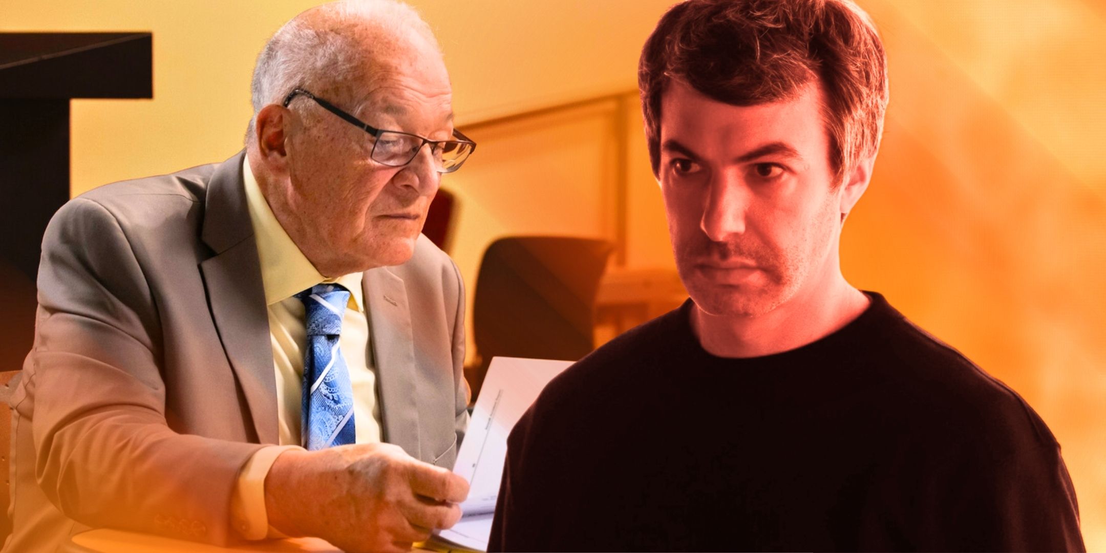 Nathan Fielder in The Rehearsal season 2 episode 1 with one of his new