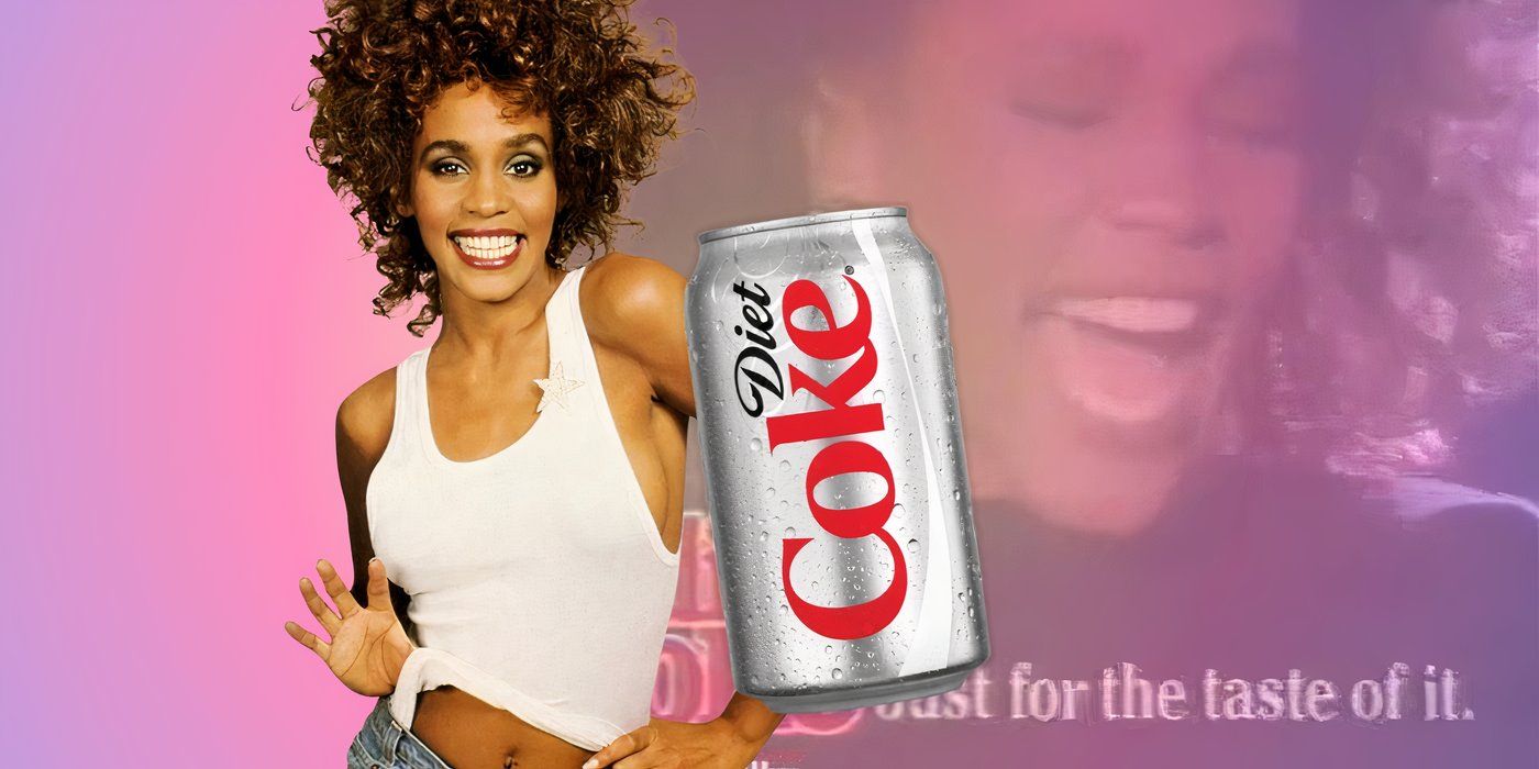 A Whiteney Houston collage with a can of Diet Coke