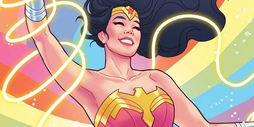 WONDER WOMAN WITH A PRIDE RAINBOW