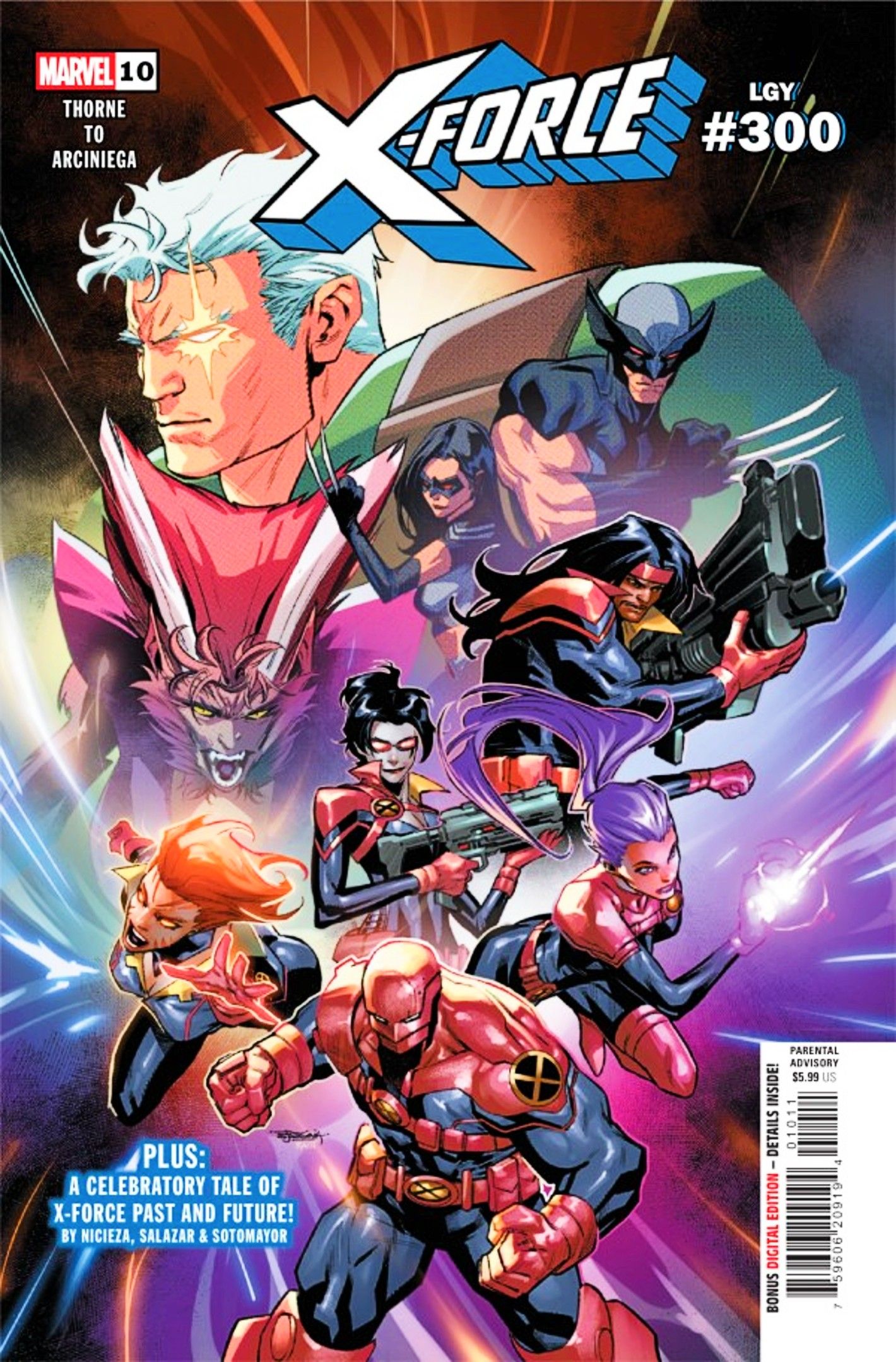 X-Force #10 cover, featuring the team leaping into action