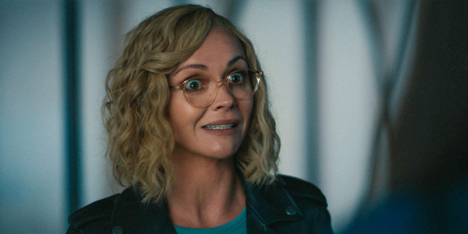 Misty (Christina Ricci) looking deeply shocked at Callie in Yellowjackets Season 3 Ep 10