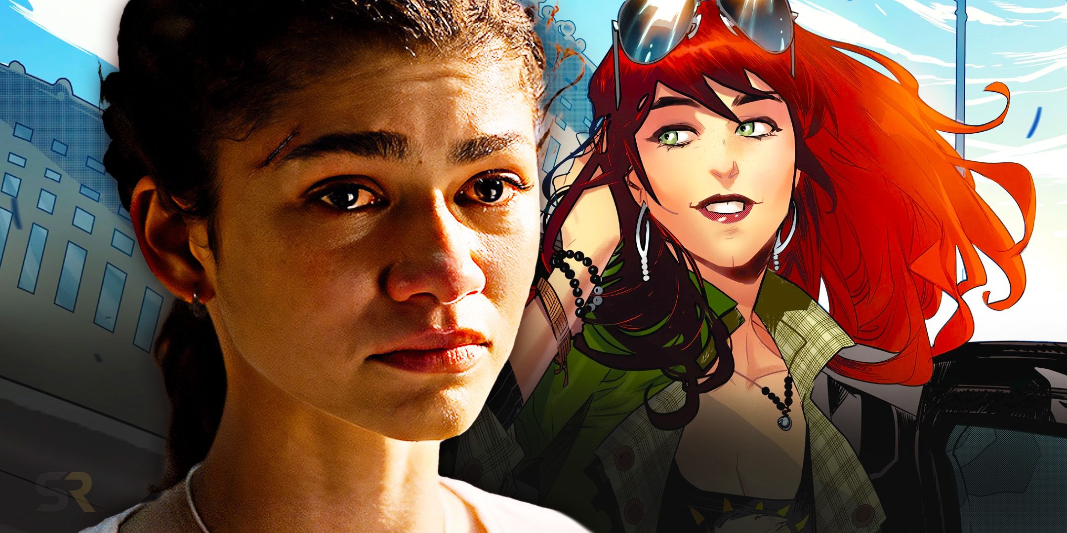 Zendaya in Spider Man No Way Home and Mary Jane Watson from Marvel Comics