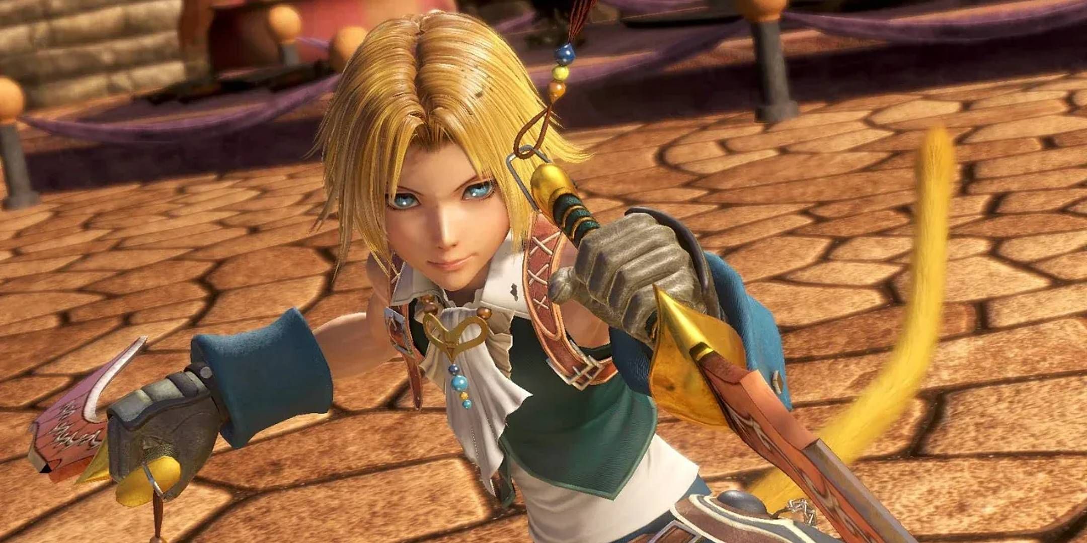 Zidane holding two swords in Final Fantasy Dissida.