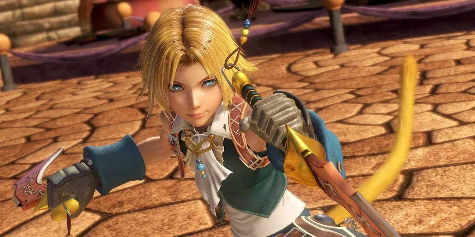 Zidane holding two swords in Final Fantasy Dissida.