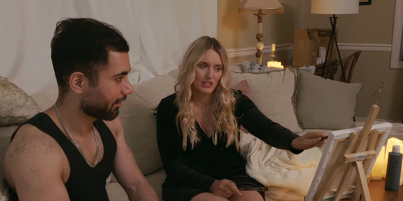 90 Day Fiance's Stevi Nicole and Mahdi Al-Saadi looking at art on an easel