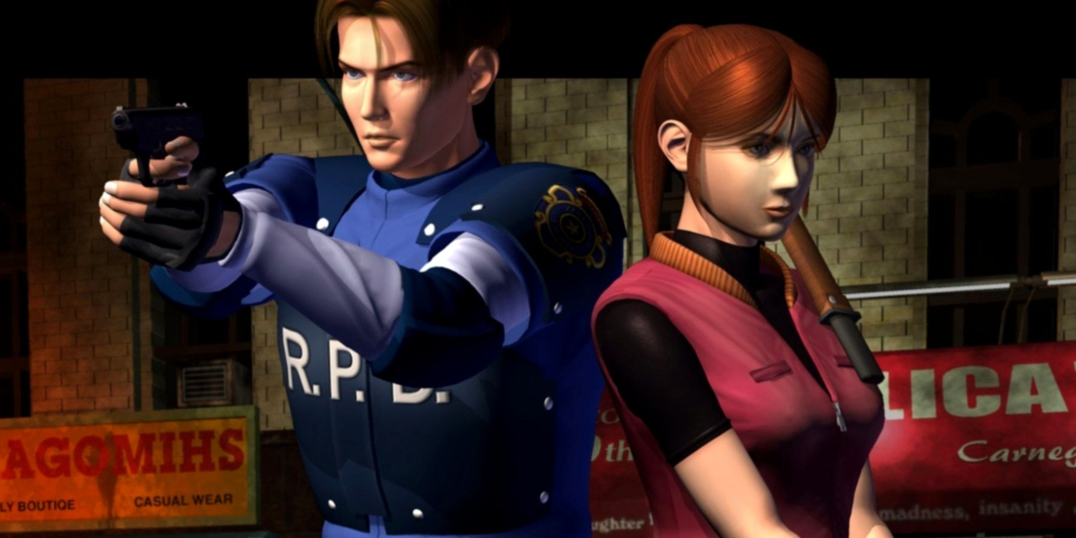 Official key art of Claire and Leon from Resident Evil 2 1998.