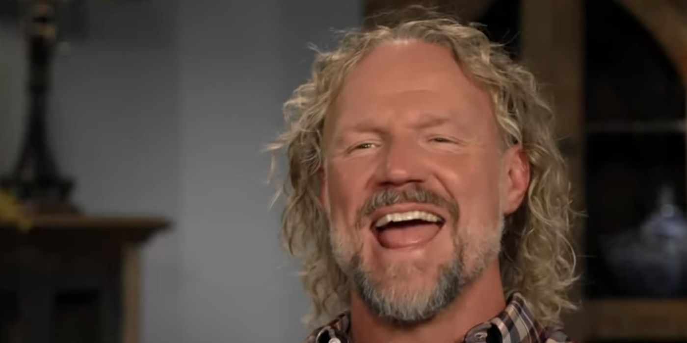 Sister Wives' Kody Brown laughing with his mouth open in a confessional