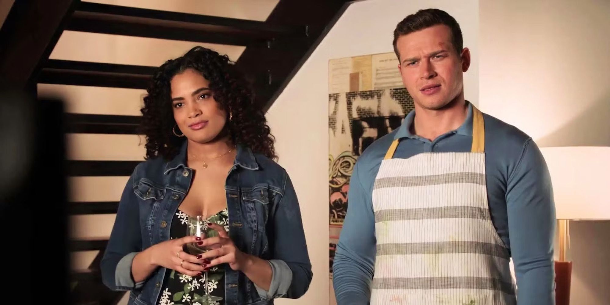 Natalia Dollenmeyer (Annelise Cepero) and Evan Buckley (Oliver Stark) in 9-1-1 season 6.
