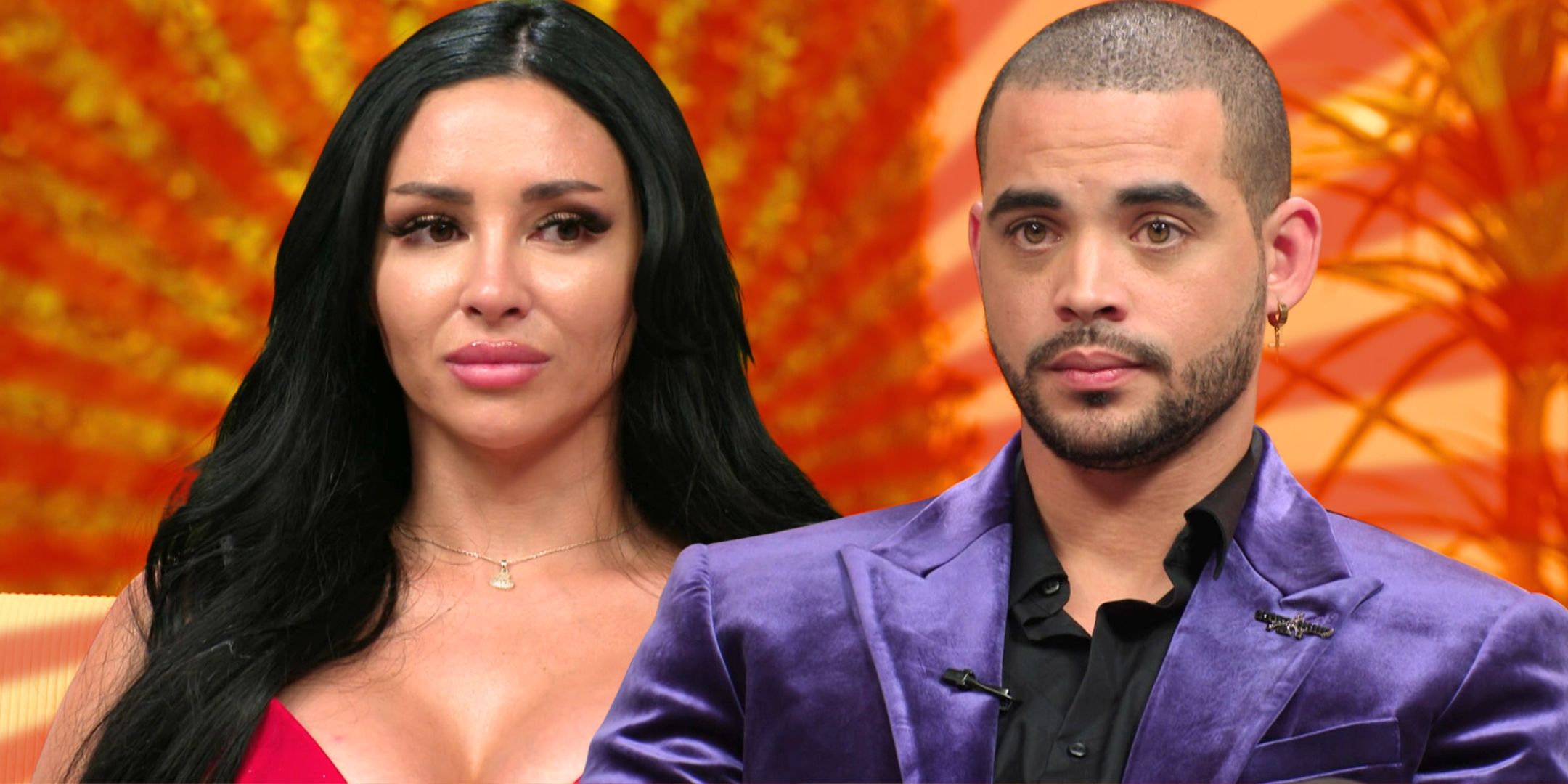 90 Day Fiancé’s Sophie Sierra and Rob Warne with serious expressions