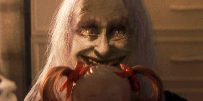 A demonic woman behind a doll in The Conjuring: Last Rites