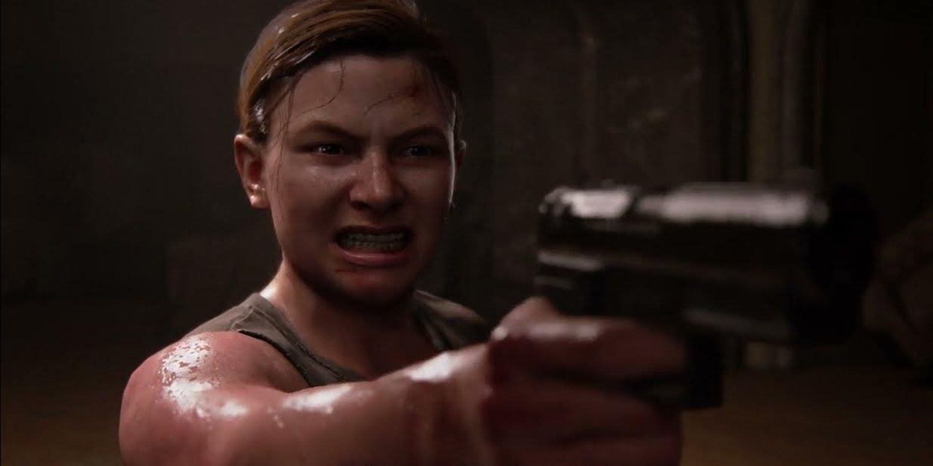 Abby holding a gun in The Last of Us Part II