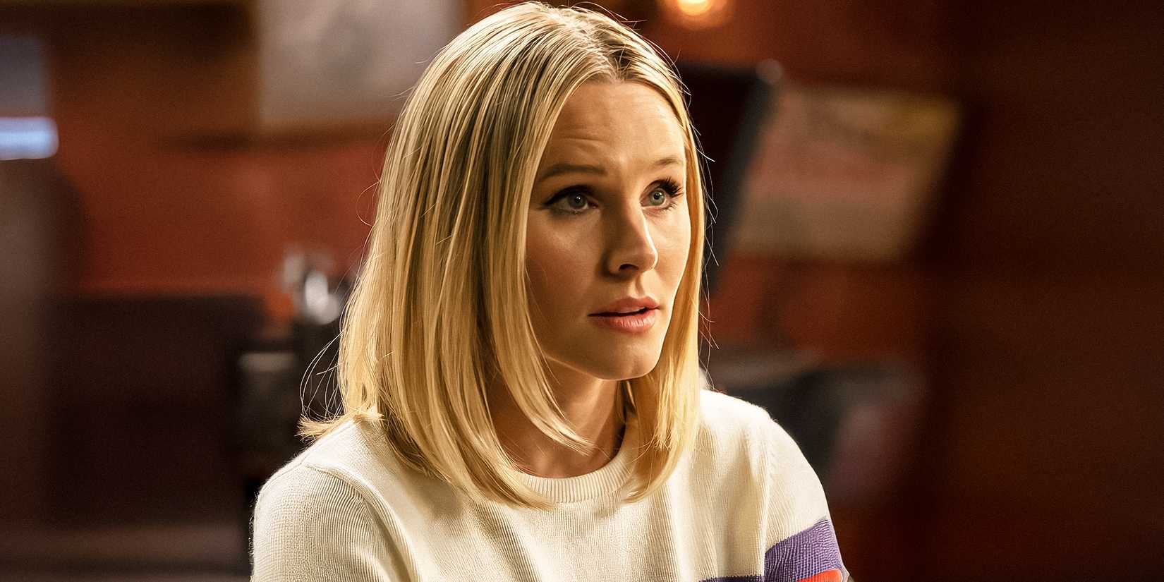 Kristen Bell looking concerned as Eleanor Shellstrop in The Good Place