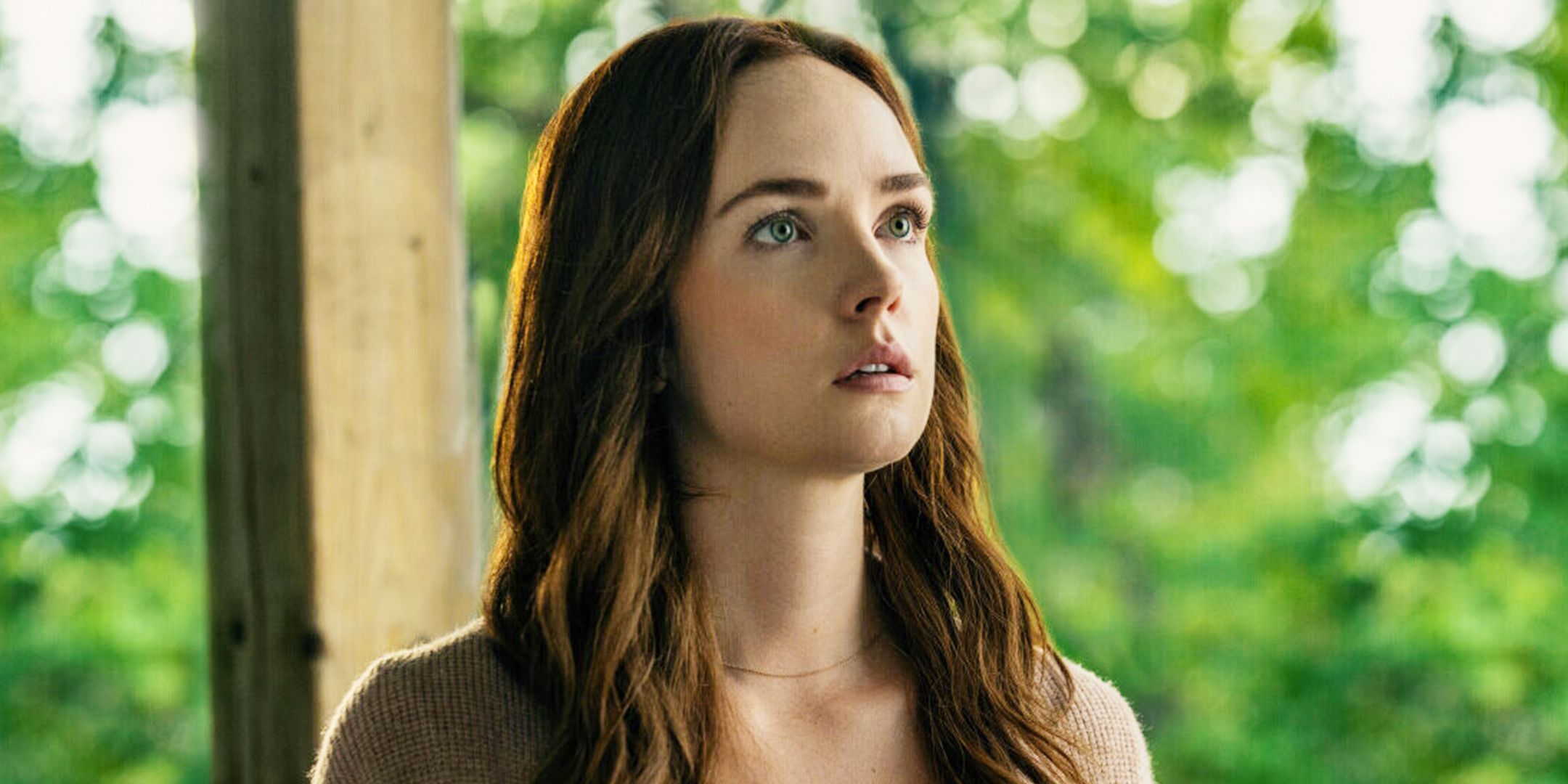 Maggie's Past Comes Back To Haunt Her Morgan Kohan as Maggie, looking up, in Sullivan's Crossing