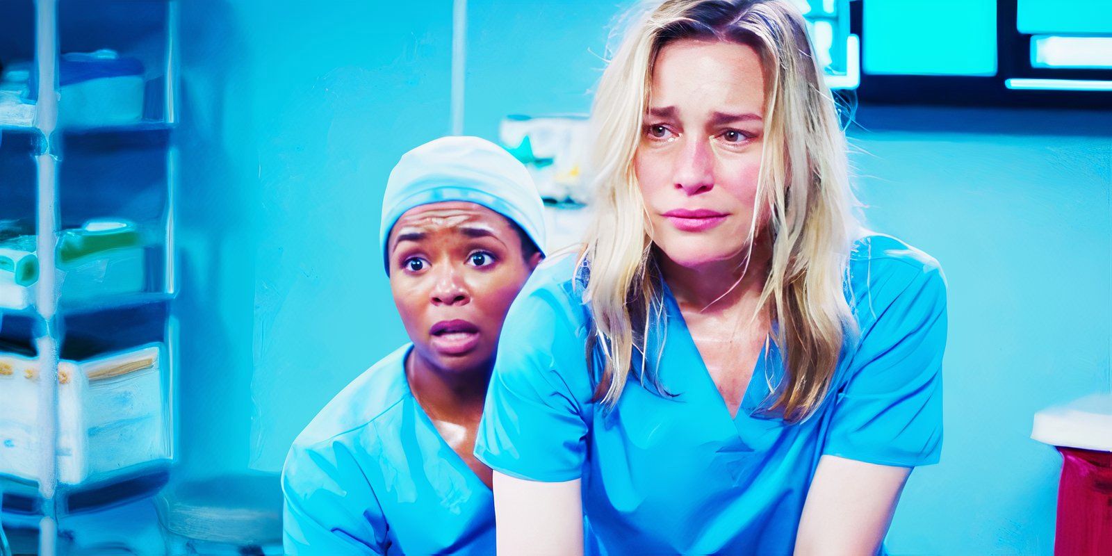 Alexis Floyd as Simone Griffith and Piper Perabo as Jenna Gatlin in Grey's Anatomy season 21 episode 18