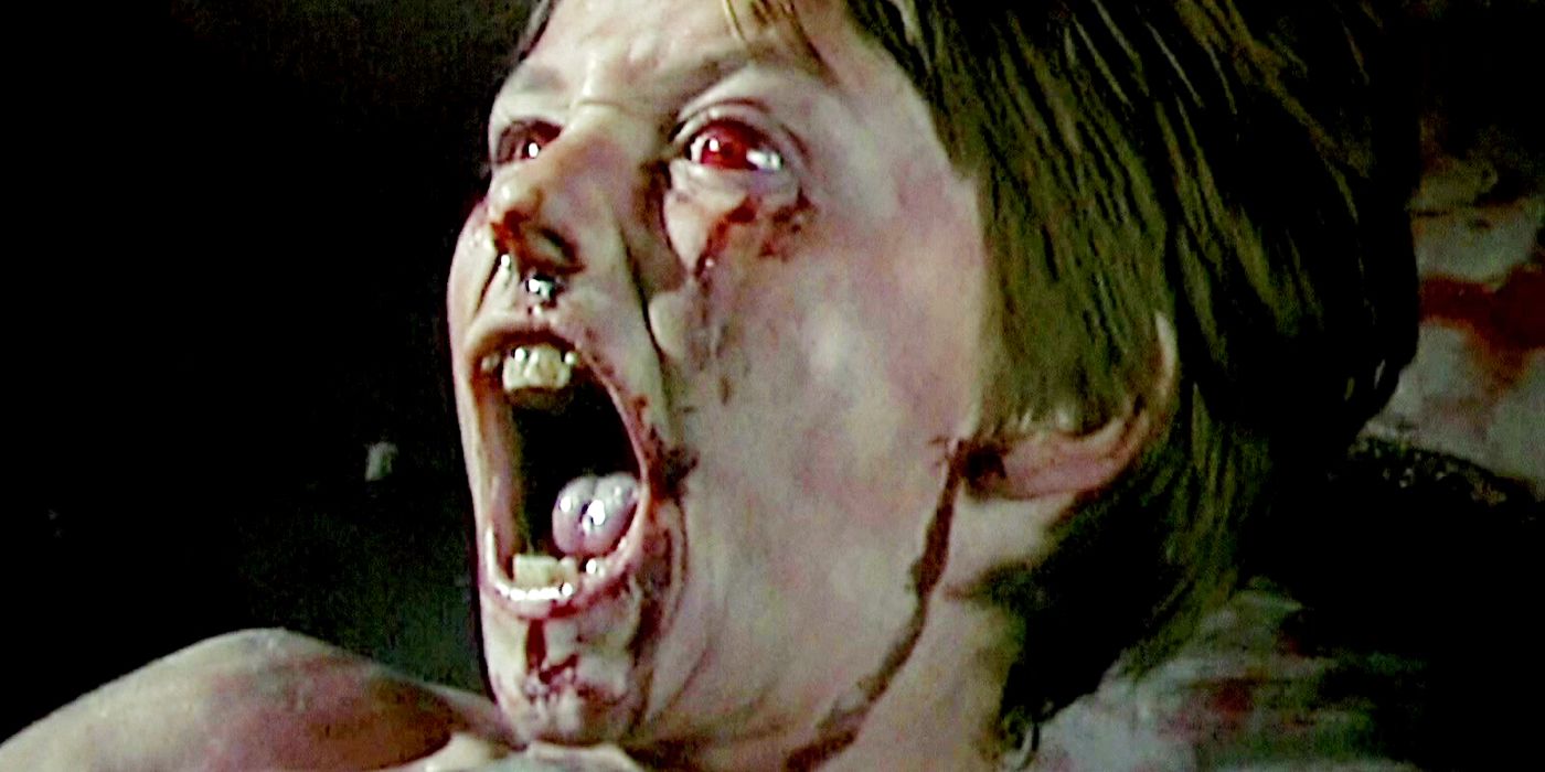 An Infected boy roaring in 28 Days Later