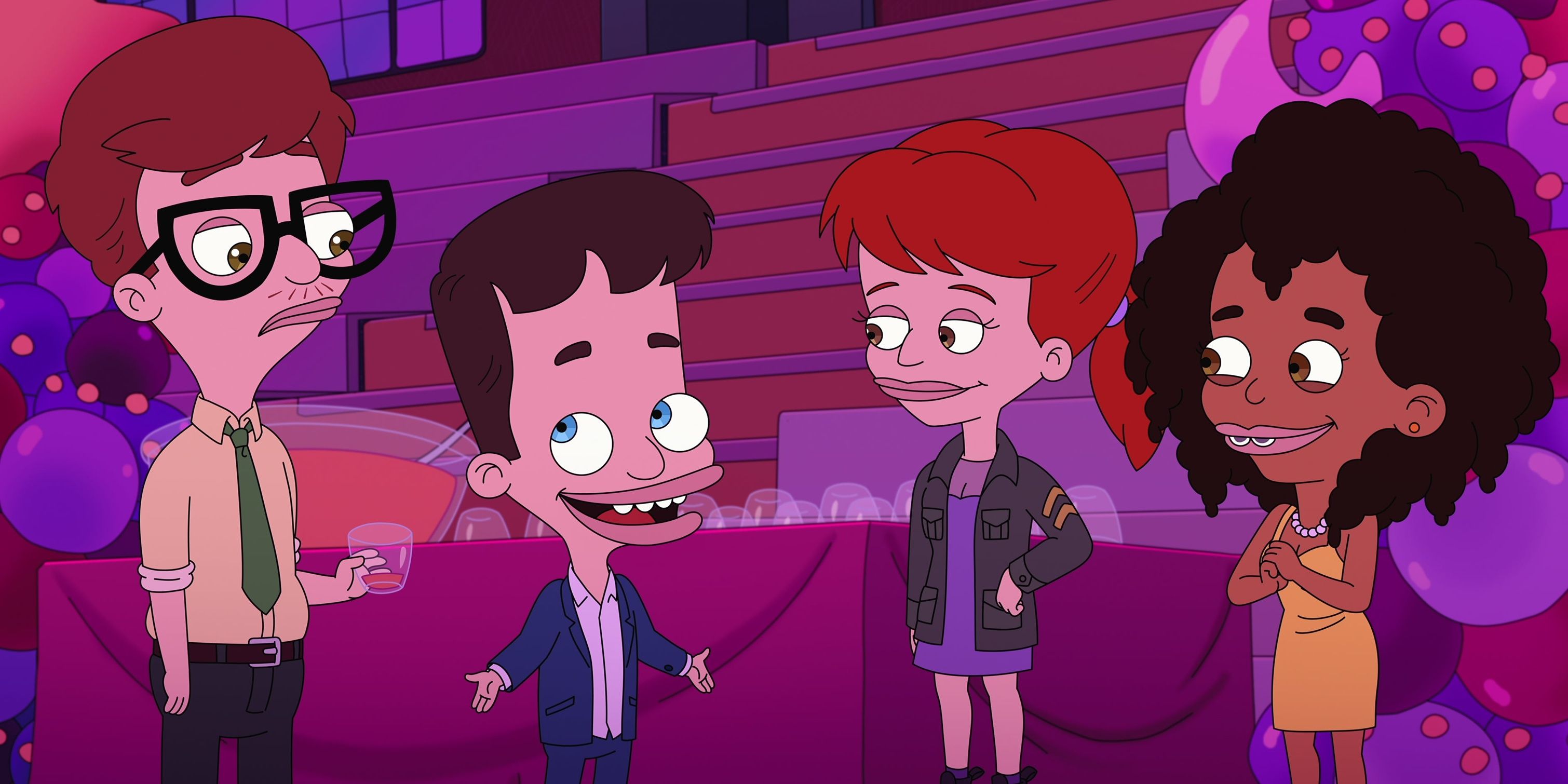 Andrew, Nick, Missy e Jessi durante un ballo in Big Mouth stagion 8