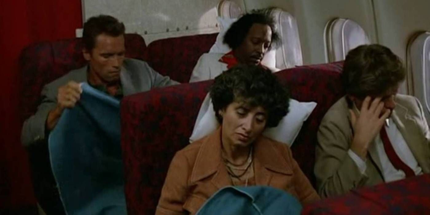 Arnold Schwarzenegger as John Matrix on plane in Commando