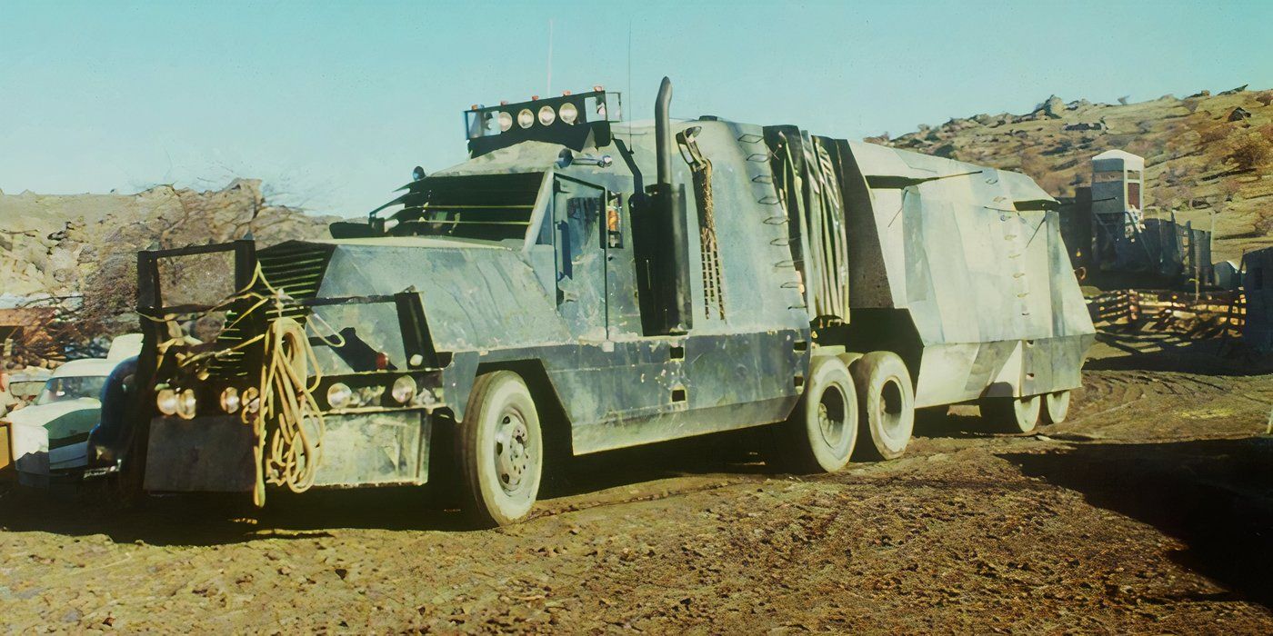 The titular vehicle from Battletruck sits covered in dust.