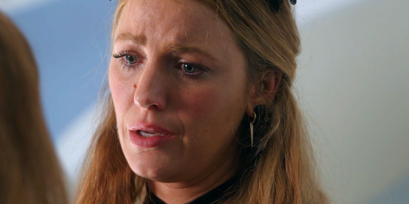 Blake Lively as Charity talks to Stephanie with tears in her eyes in Another Simple Favor