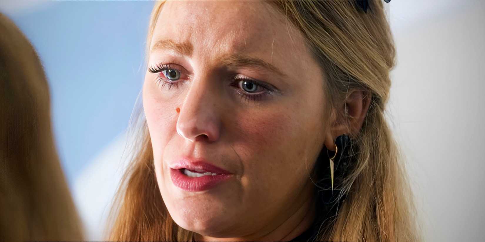 Blake Lively looking worried in Another Simple Favor 