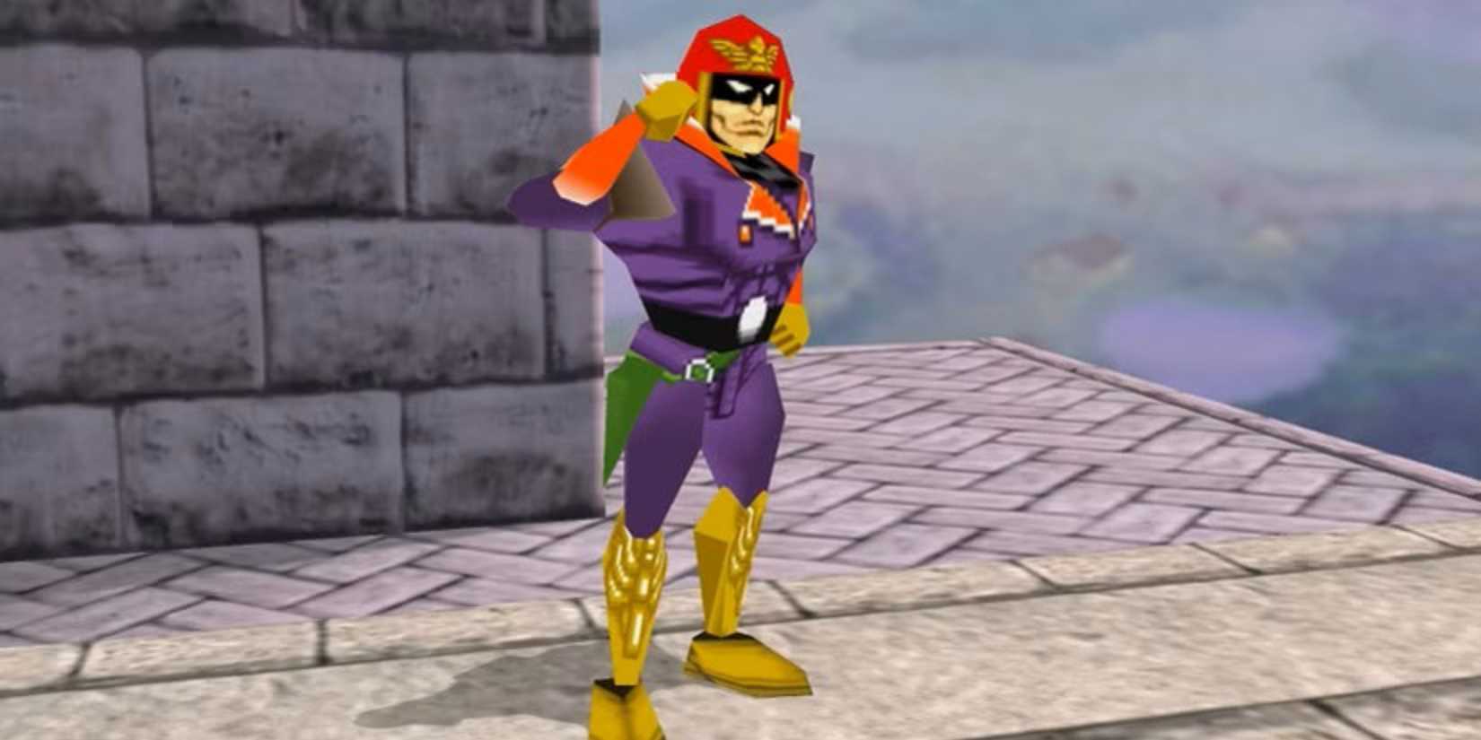 Capitan Falcon che provoca in Super Smash Bros. per N64