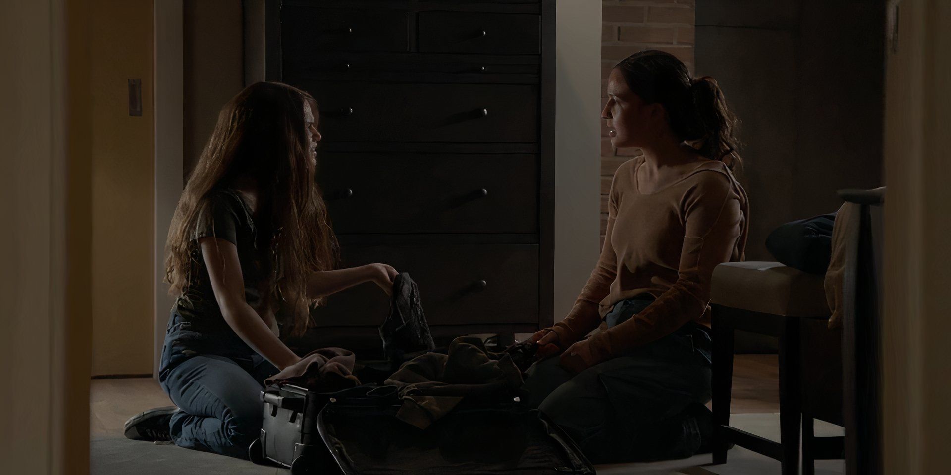Ava Torres as Natalie Evans and Erica Mendez as Julia Evans packing in Chicago Fire