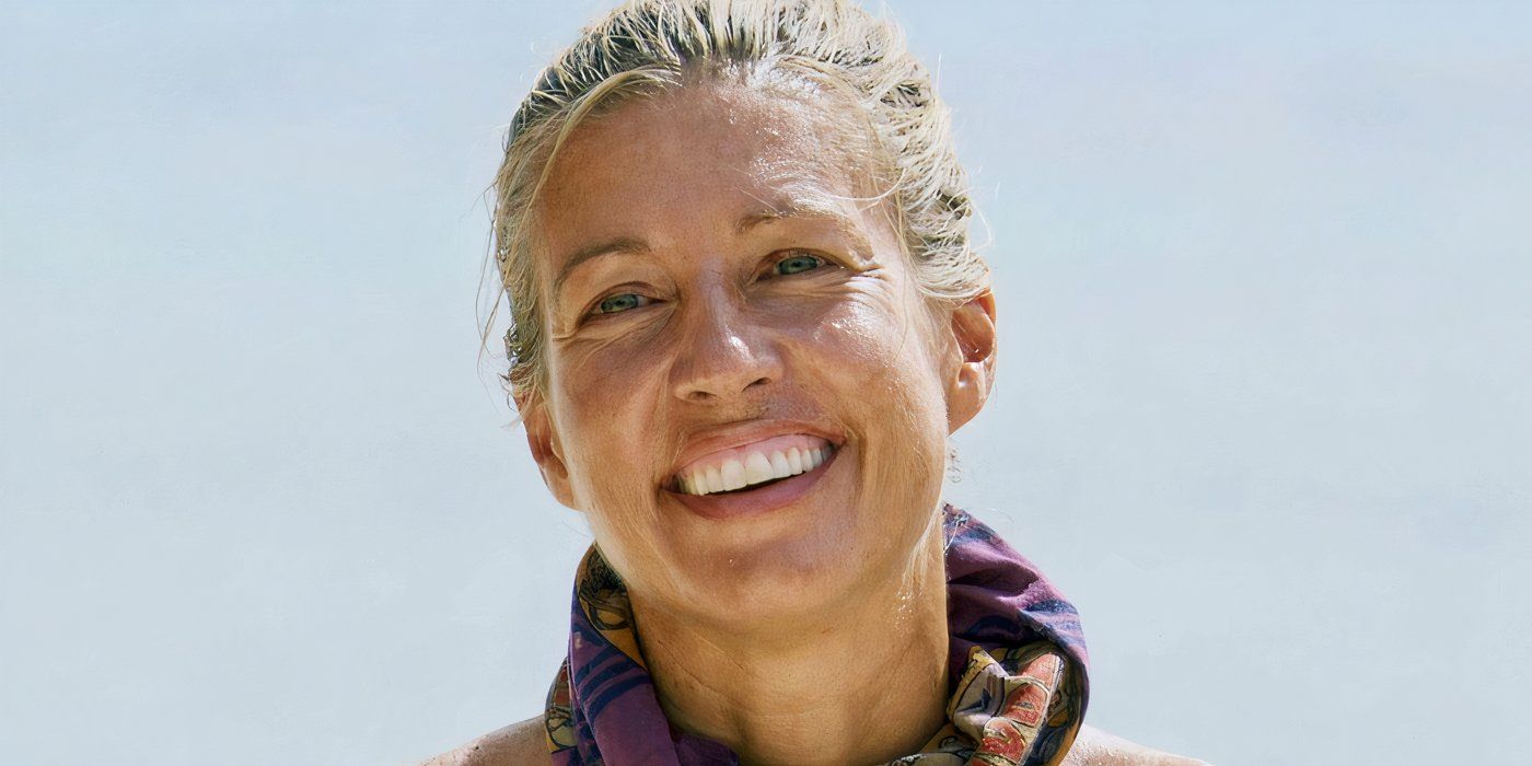 Chrissy Hofbeck from Survivor smiling while wearing a buff.