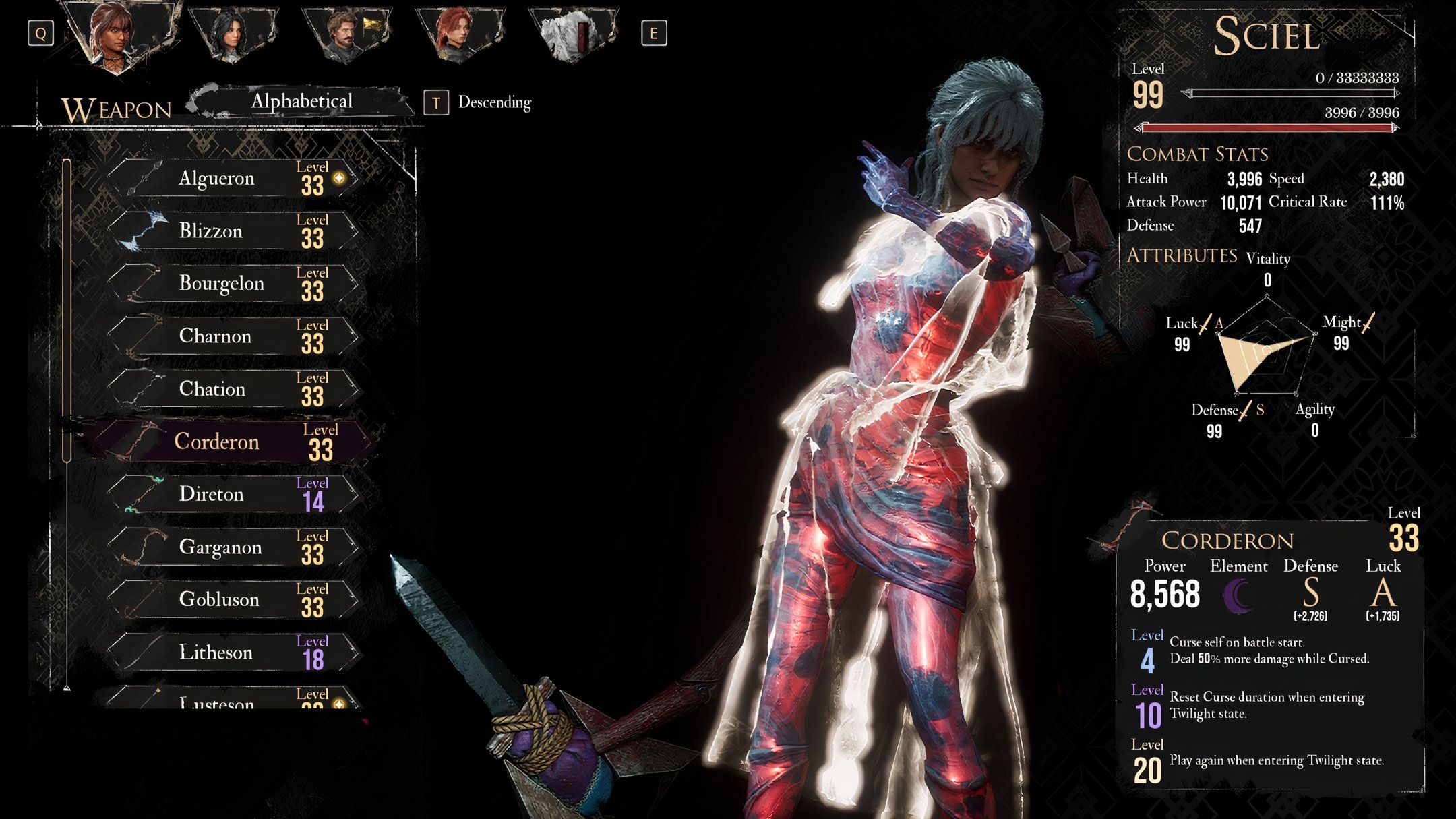 Clair obscur Sciel Corderon weapon