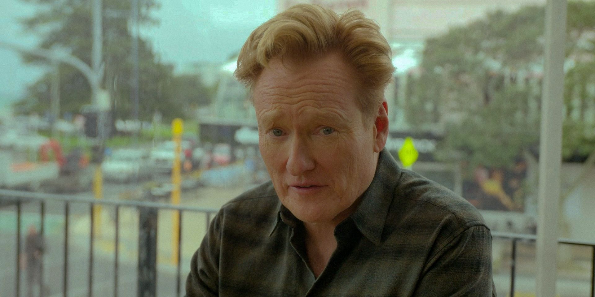 Conan O'Brien with a confused face in Conan O'Brien Must Go Season 2 Ep 2