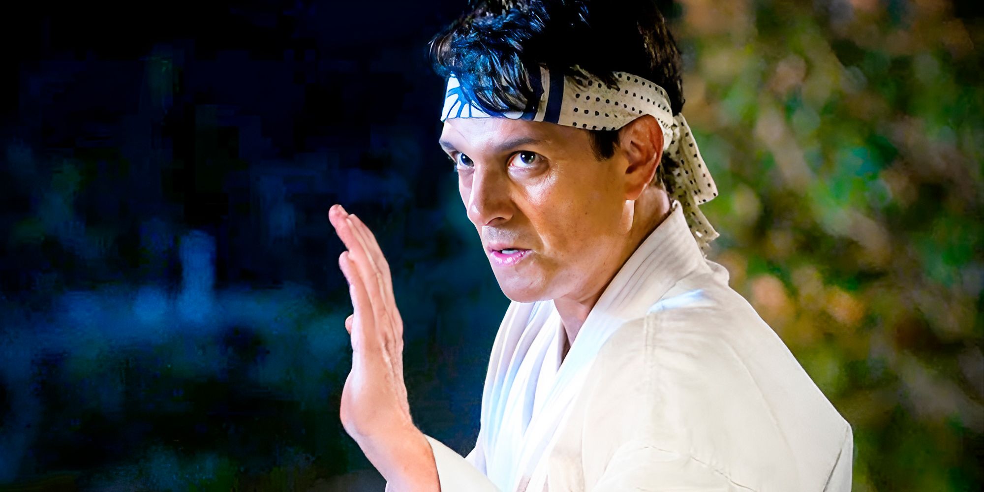 Custom image of Ralph Macchio in a fighting stance as Daniel LaRusso in Cobra Kai