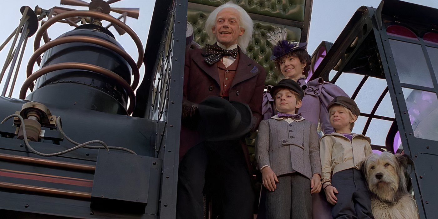 Doc Brown and his family on the time train in the end of Back to the Future Part III