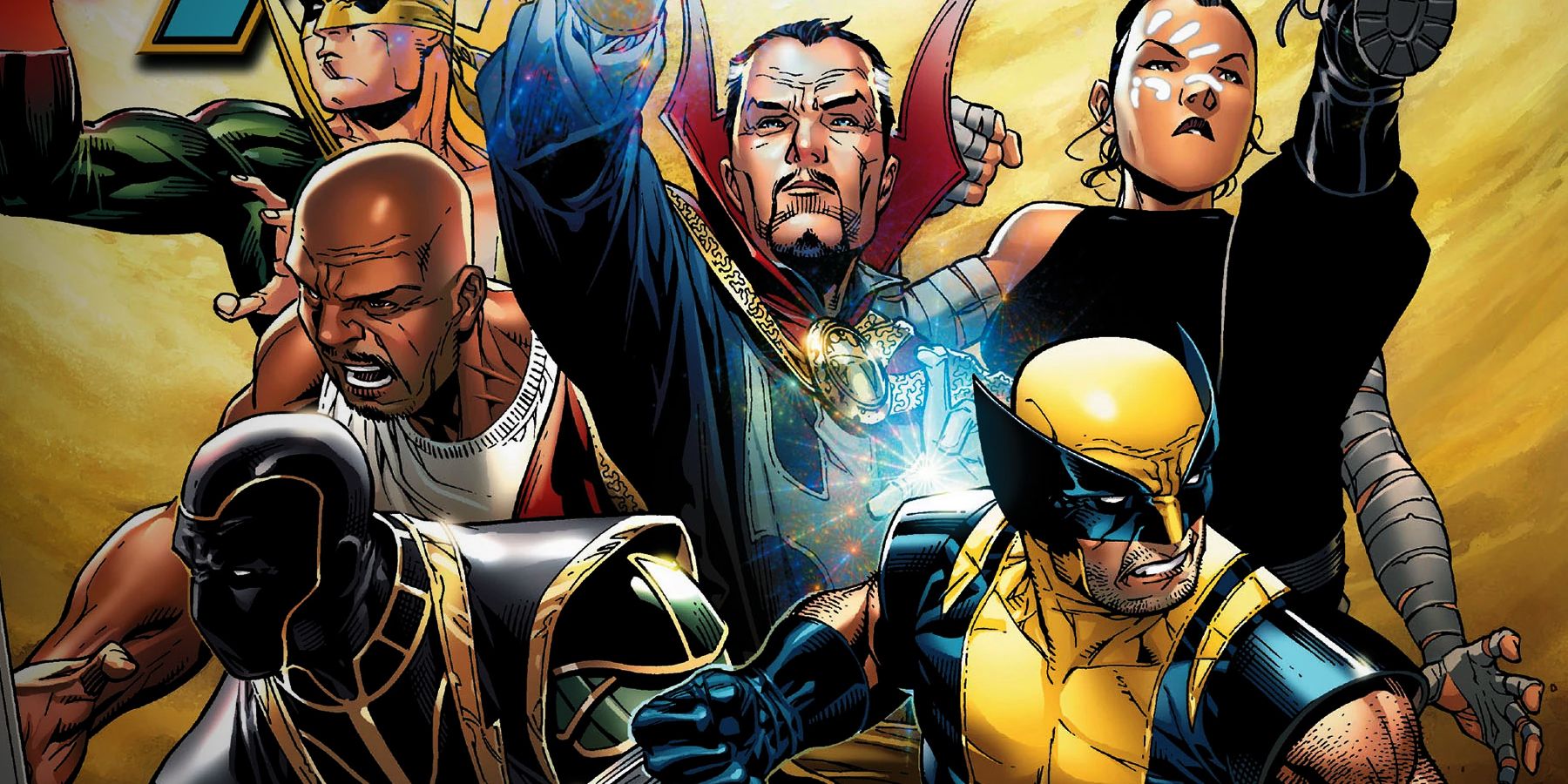 Doctor Strange Wolverine and Luke Cage in New Avengers Comic Cover Art