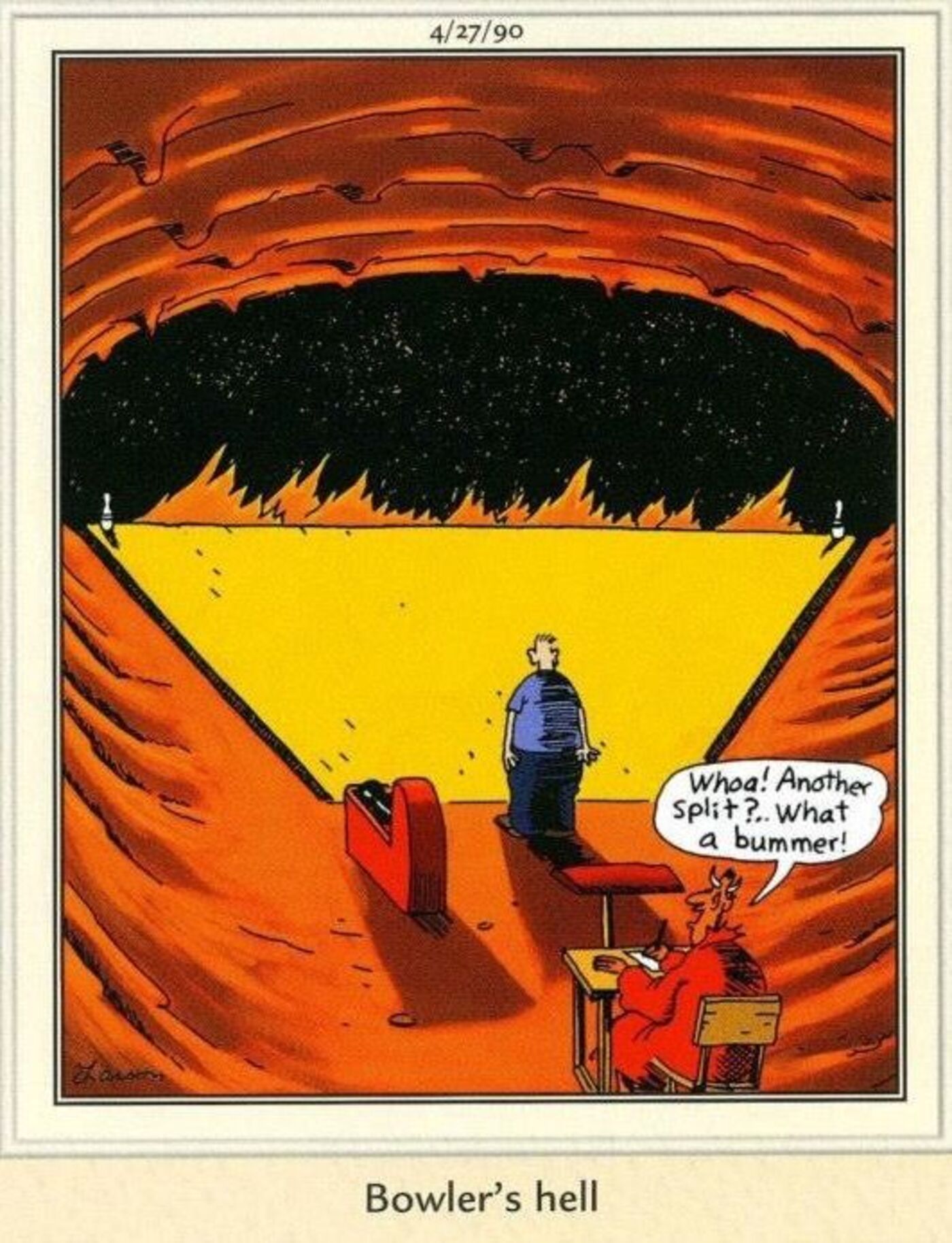Far Side, un bar in inferno con due birilli divisi