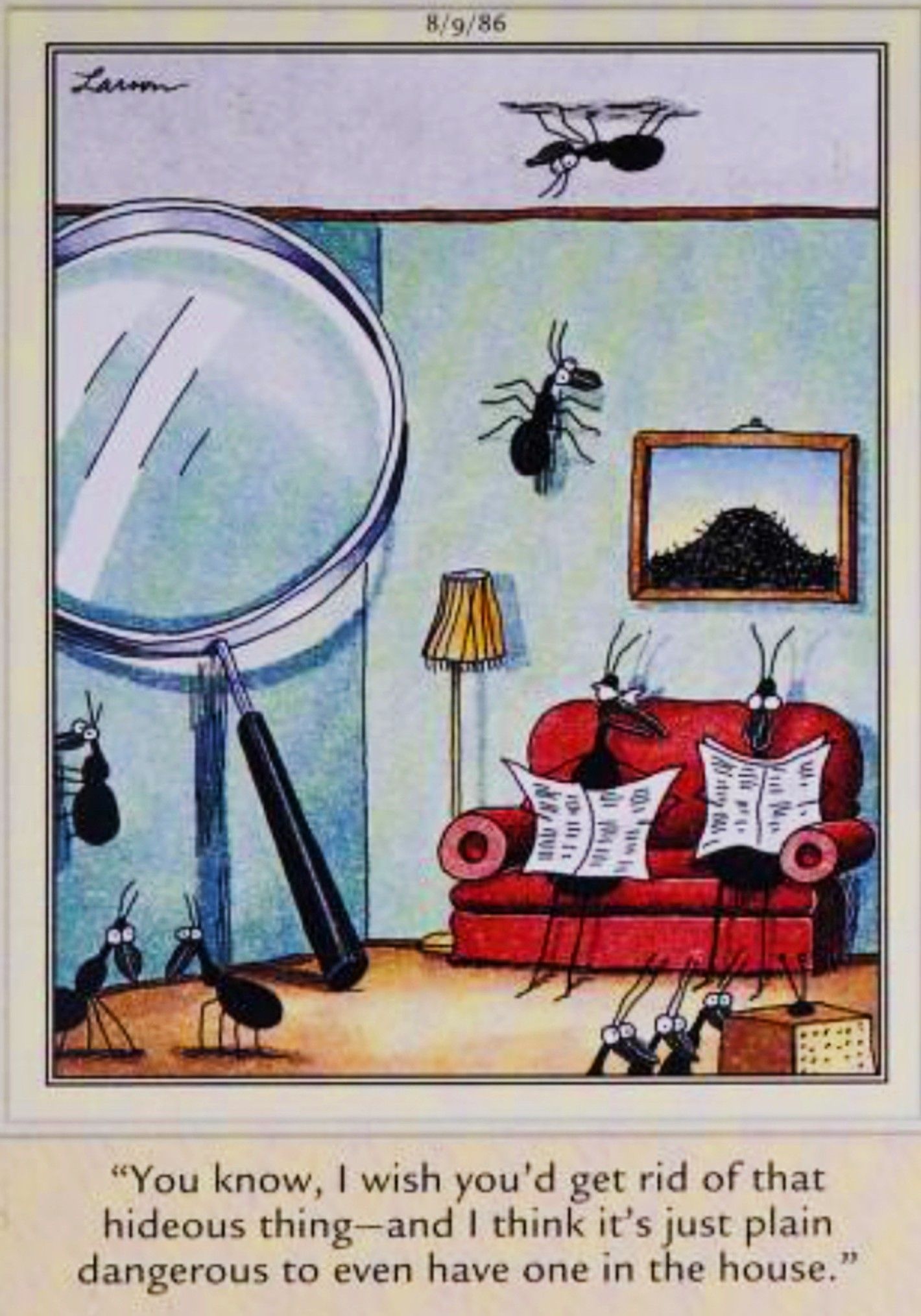 Ant nagging spouse about magnifying glass