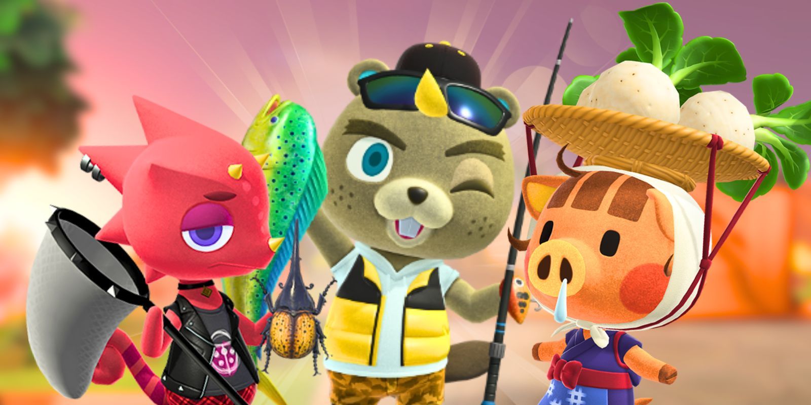 Flick, CJ, and Daisy Mae from Animal Crossing New Horizons